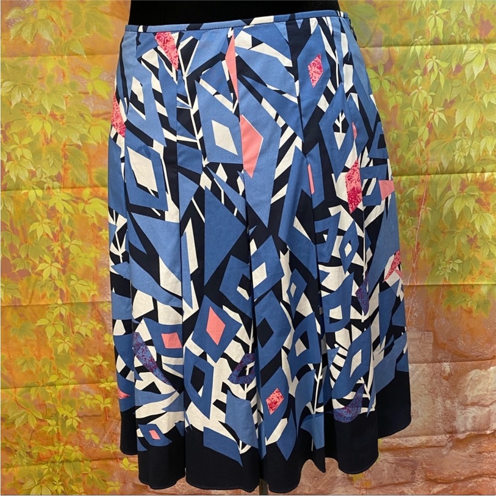Tahari Pleated Geometric Print Skirt‎